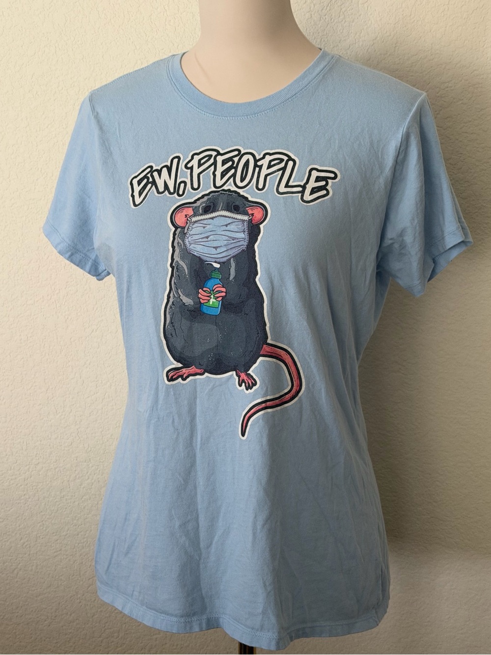 Ew, People Light Blue Graphic Rat T-Shirt